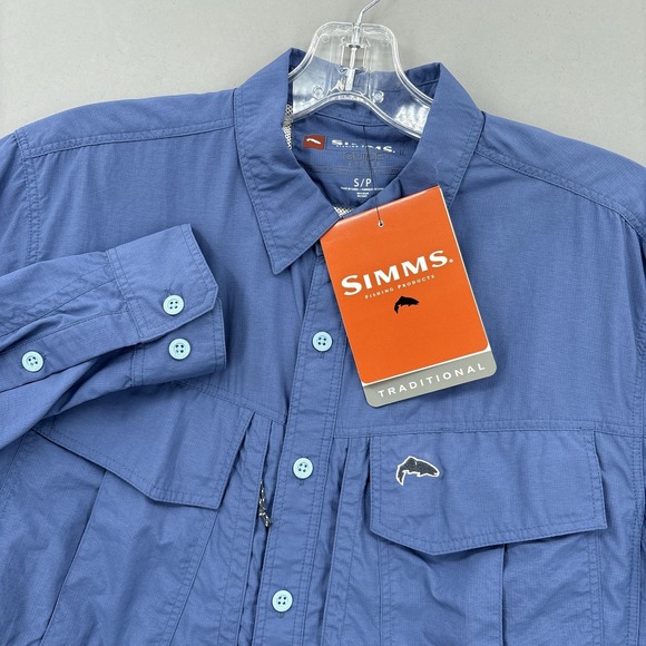 Simms Other - Simms Guide LS Shirt Mens Small Blue Long Sleeve Fishing Sun Nylon UPF NWT